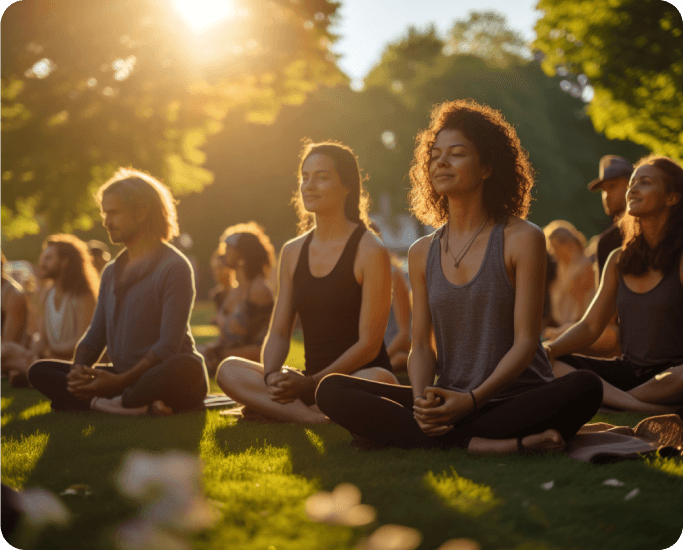 Image of a peaceful yoga session outdoors at a Harvest Hosts location