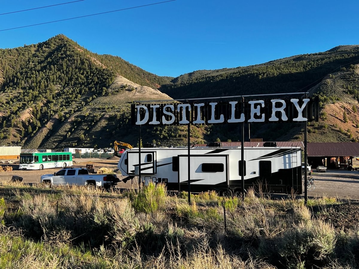 Image of a vibrant distillery setup at a Harvest Hosts location