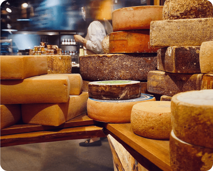 Image of various cheeses at a Harvest Hosts location