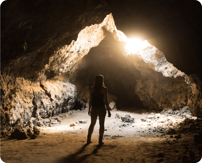 Image of a beautiful cave entrance at a Harvest Hosts location