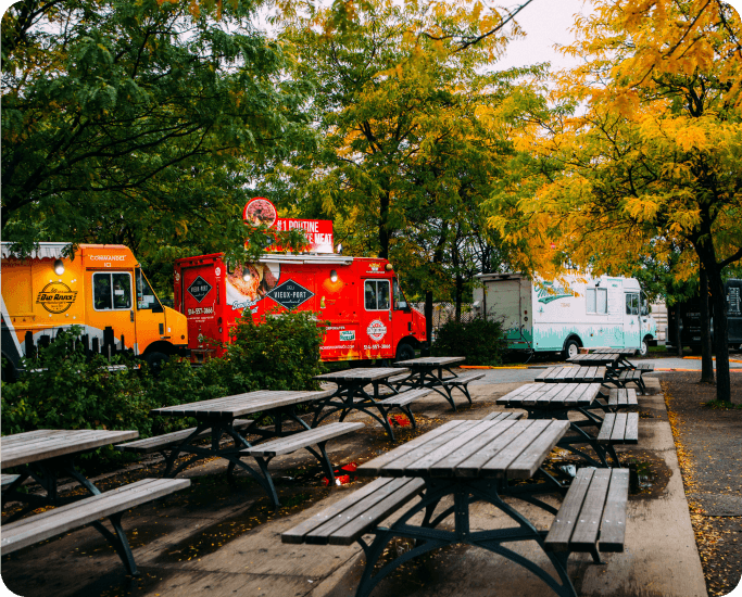 Image of a vibrant food truck at a Harvest Hosts location