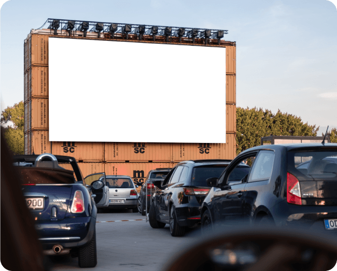 Image of a classic drive-in movie setting at a Harvest Hosts location